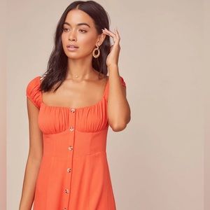NWT Astr the label Bonjour midi dress XS in coral